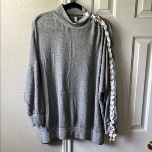 Gray Top with Braided Detail